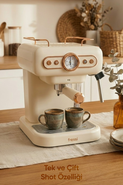 Espresso Latte Cappuccino Kahve Makinesi Süt Köpürtücülü 20Bar Basınçlı 1,2Lt Em-01 Ristretto