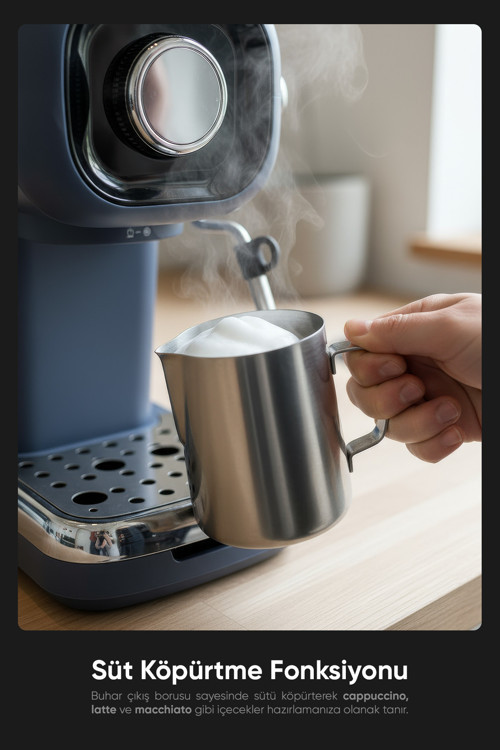 Espresso Latte Cappuccino Kahve Makinesi Süt Köpürtücülü 20Bar Basınçlı Fr-Em2214 Urban