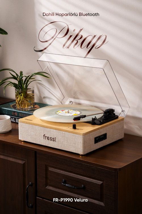 Dahili Hoparlörlü Pikap Müzik Kutusu Usb+Rca+Bluetooth Fr-P1990 Velura