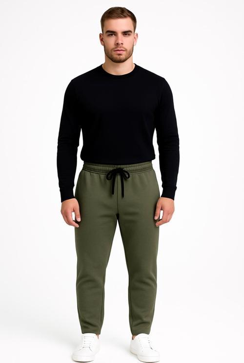 Erkek Haki 3 İplik Şardonlu Eşofman Altı-P2019