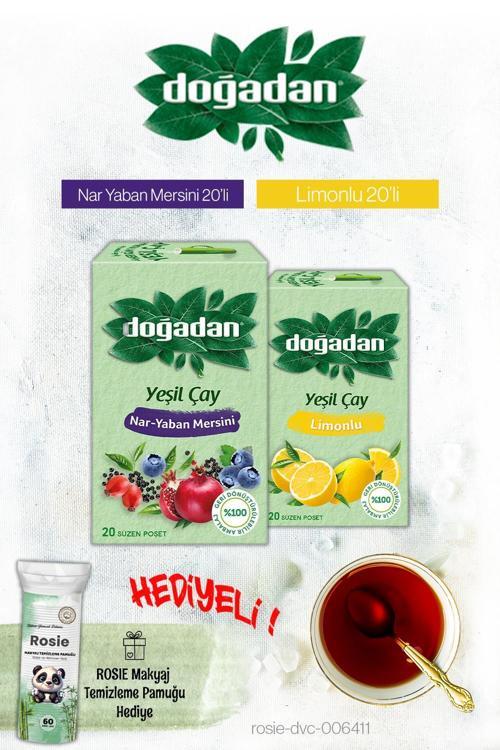 Yeşil Çay Limon ve Nar Yaban Mersini Poşet Çay ve Rosie Hediyeli