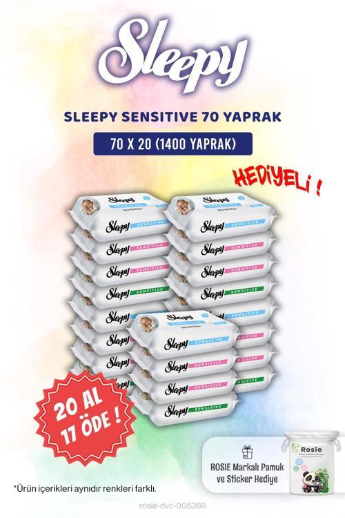 20 AL 17 ÖDE Sensitive 70'li Bebek Islak Mendili ve Rosie Pamuk Hediye