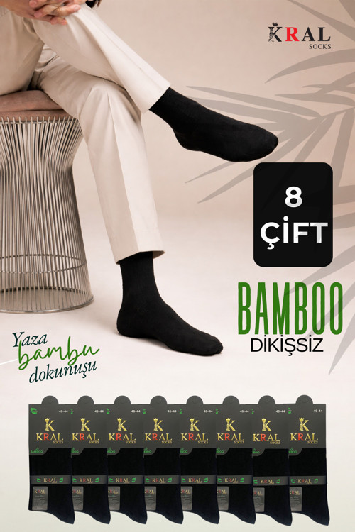 Erkek Yazlık Bambu Soket Uzun 8 Çift Karma Renkli Çorap