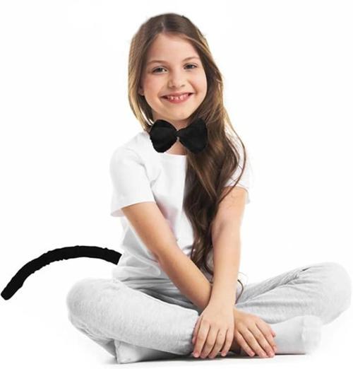 BFS   Peluş Siyah Renk Kuyruk ve Papyon Yetişkin Çocuk Uyumlu