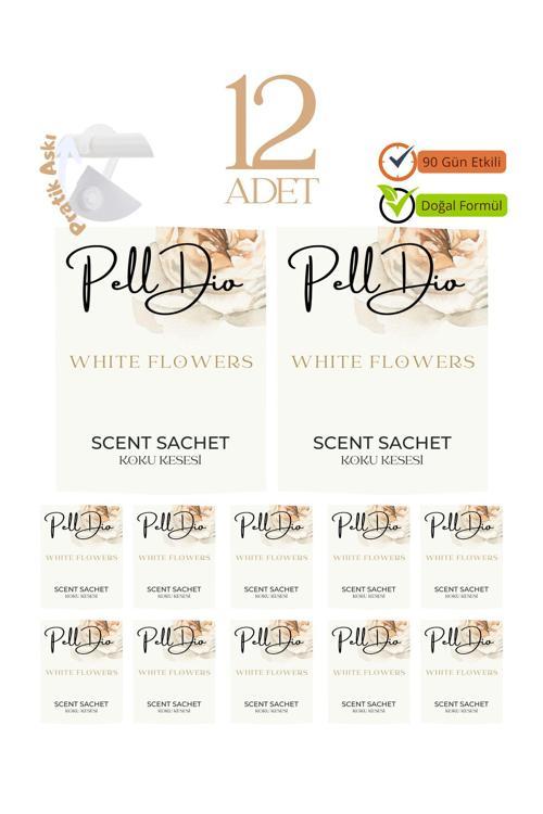 12'Li Beyaz Çiçekler Ayakkabılık Dolap Ve Çekmece Parfümlü Kese Kokusu Oda Koku Kesesi
