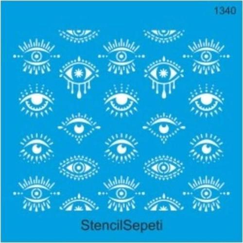 Gözler Deseni Stencıl Şablon ST1340- 30x30cm