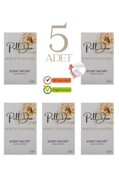 5'Li White Flowers Dolap Kokusu, Ayakkabılık Ve Çekmece Kokusu Kesesi
