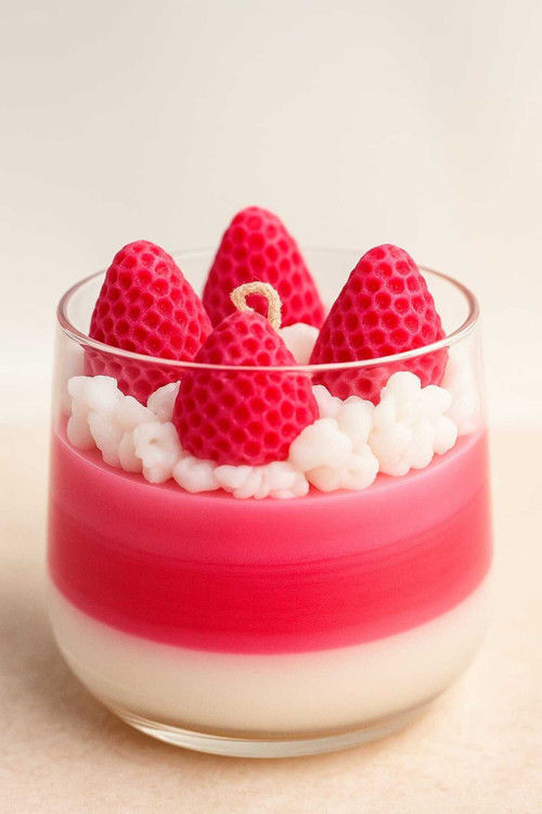 Çilek Kokulu Magnolia Görünümlü Soya Wax Mum