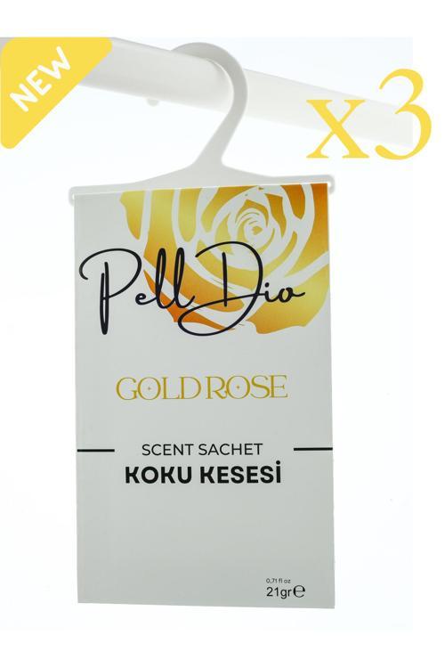 3'Lü Altın Gül Dolap Ayakkabılık Ve Çekmece Parfümlü Kese Kokusu Oda Koku Kesesi