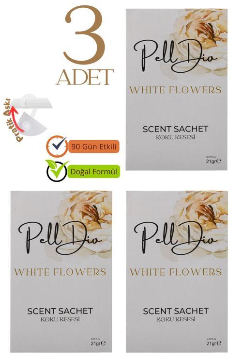 3'Lü White Flowers Dolap Kokusu, Ayakkabılık Ve Çekmece Kokusu Kesesi
