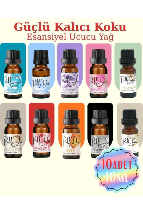 10'Lu Karışık Esansiyel Uçucu Koku Yağı Buhurdanlık Yağı Difüzör Esansı Hobi Esans Ortam Oda 10Ml