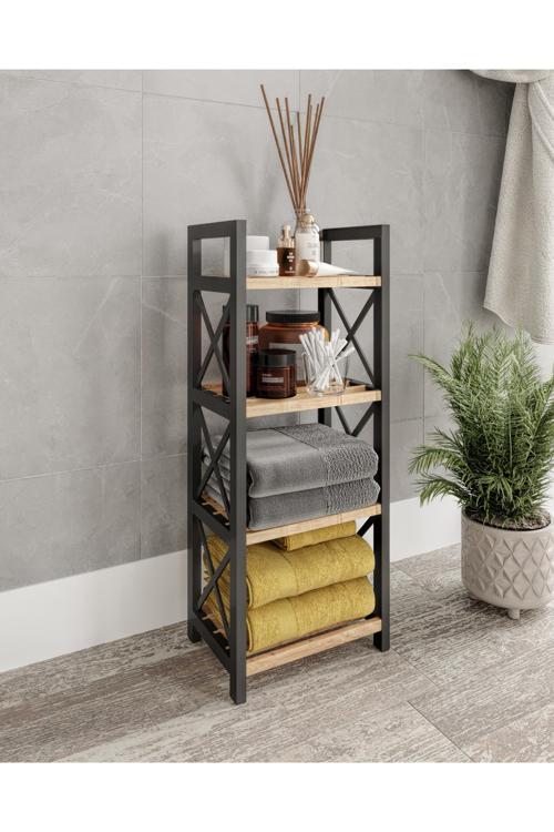 MİNİ 4 KATLI DEKORATİF BANYO RAFI PEÇETE HAVLU AKSESUAR