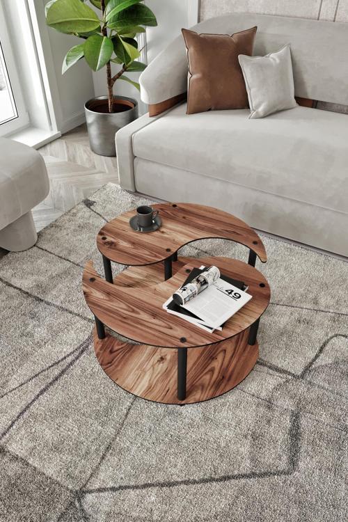 Yin Yang Unıty Serenıty Orta Sehpa 2 Li Madran Ceviz-70 Cm