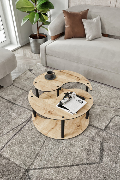Yin Yang Unıty Serenıty Orta Sehpa 2 Li Safir Meşe-70 Cm