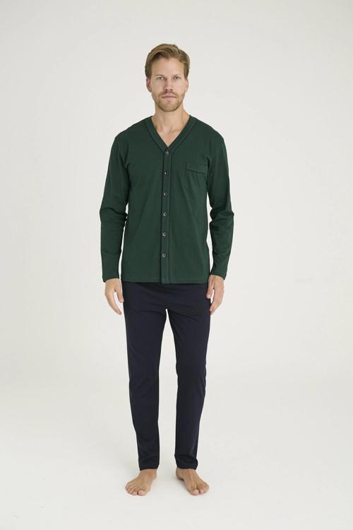 9134 Erkek V Yaka Boydan Düğmeli Pijama Takımı
