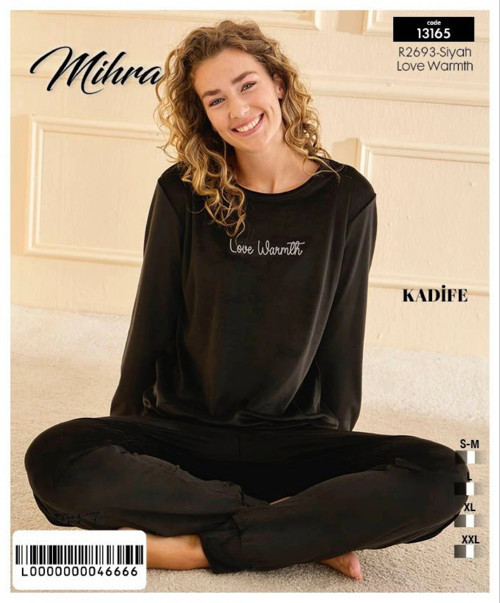 13165 Kadın Kadife Uzun Kol Pijama Takımı