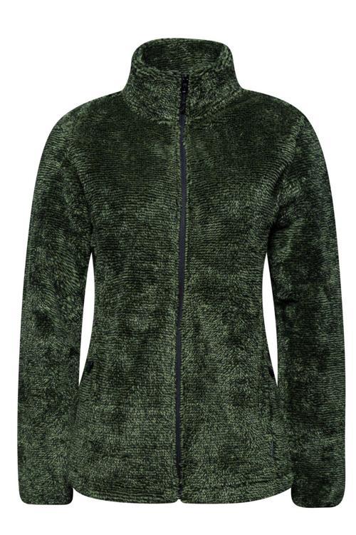 Sofia Kadın Tam Fermuarlı Çizgili Polar Yeşil