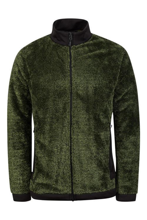 San Diago Erkek Tam Fermuarlı Çizgili Polar Yeşil