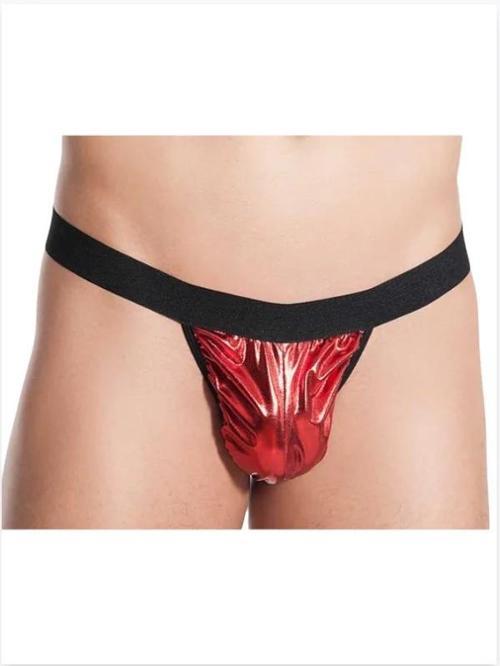 Fantezi Kırmızı Lame Seksi Erkek String - Tanga