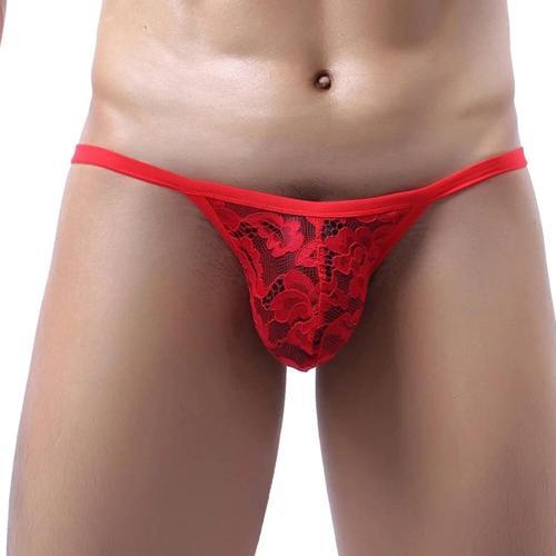 Fantazi Kırmızı Dantelli Erkek String Tanga