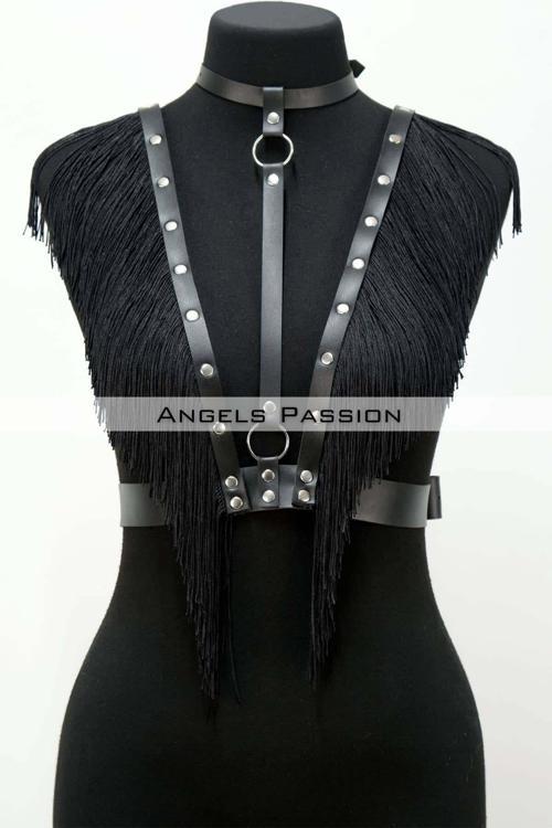 Püskül Ve Deri Büstiyer Harness, Püsküllü Clubwear, Deri Büstiyer - Brf767