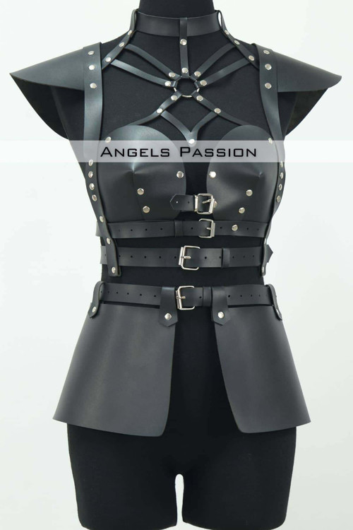Deri Elbise Harness, Deri Etek Ve Göğüs Elbise - Brf1371