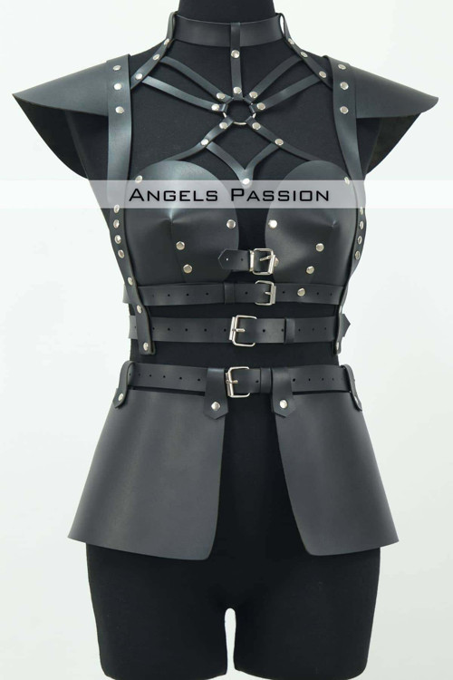 Deri Elbise Harness, Deri Etek Ve Göğüs Elbise - Brf1371
