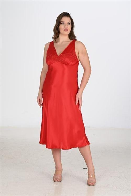2li Kırmızı Sabahlık Takımı Bigsize 6226