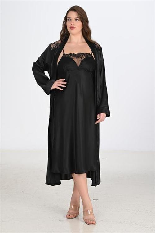 2li Siyah Sabahlık Takımı Bigsize 6221
