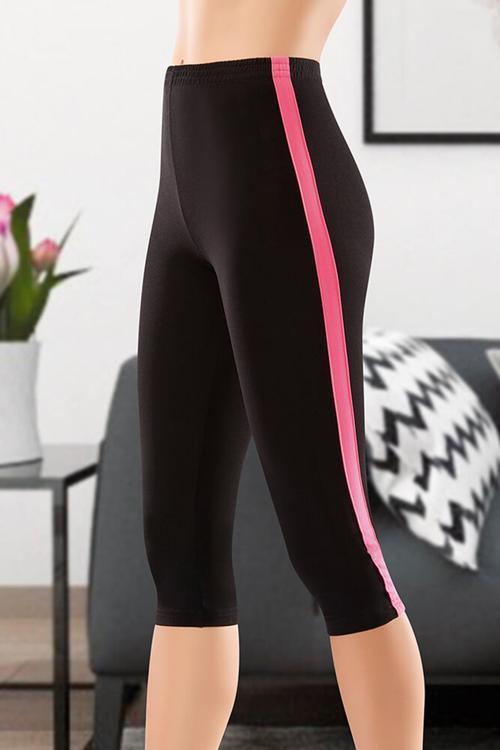 Çizgili Kısa Sporcu Kadın Kapri Tayt 0535