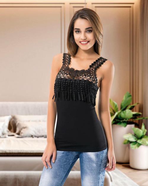 Kalın Güpür Askılı Atlet 129