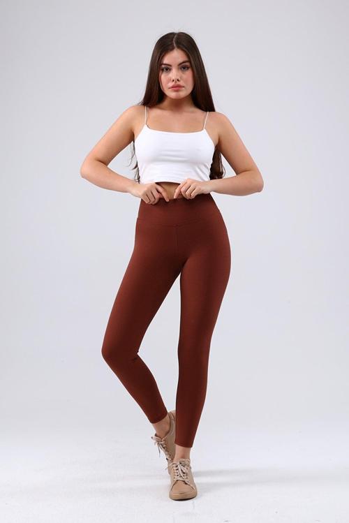 Bordo Yüksek Bel Fitilli Tayt 0608