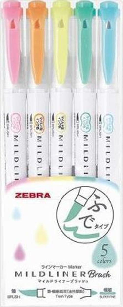 Mildliner Fırça Uçlu Fosforlu Kalem 5’li WFT8-5C