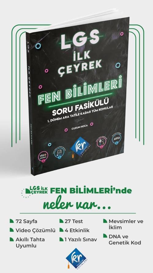 Kr Akademi Yayınları 8. Sınıf Fen Bilimleri İlk Çeyrek Soru Fasikülü