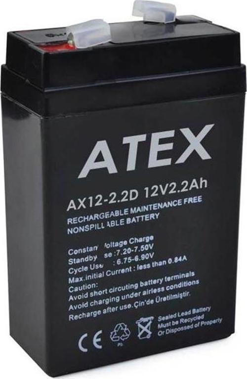 ATEX 12 VOLT - 2.2 AMPER DİK KARE AKÜ (70 X 46 X 101 MM) - Eski Akü İadesiz