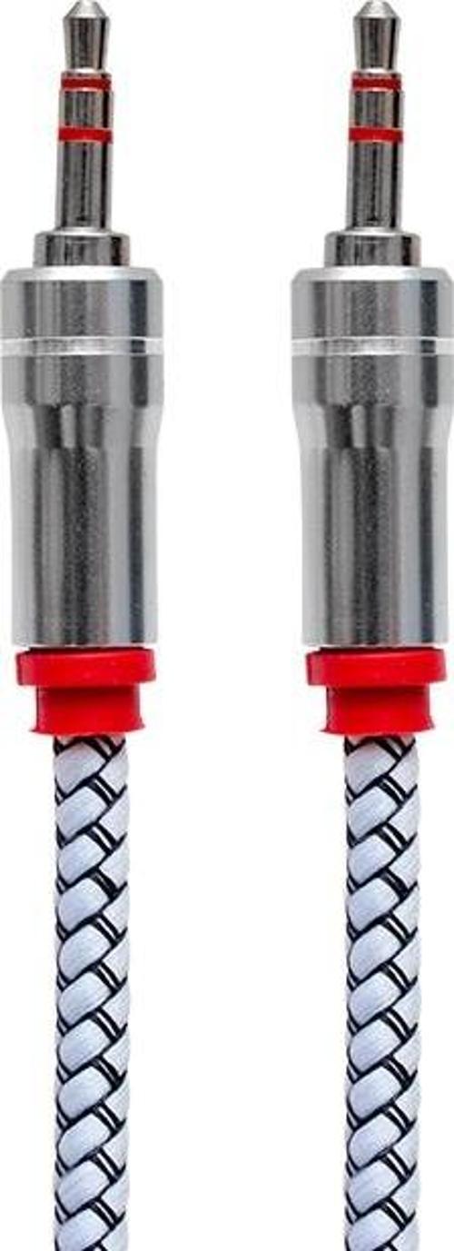 3.5 MM STEREO ERKEK/ERKEK STEREO METAL BAŞLIK ÖRGÜLÜ 1.5 METRE AUX KABLO