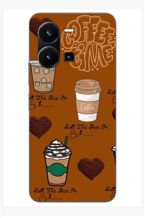 Y22S Özel Seri Baskılı Desenli Coffe Time Kapak Kılıf Coffe