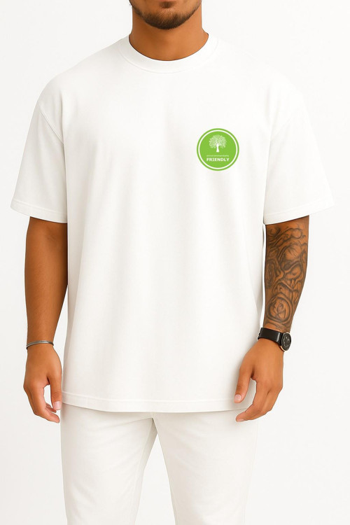 Oversize Environmentally Friendly Natural Environment Cep ve Sırt Tasarımlı Unisex T-Shirt