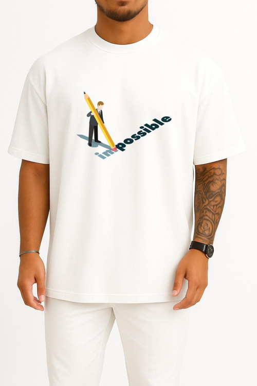 Oversize İmpossible - İmkansız Göğüs Tasarımlı Unisex T-Shirt