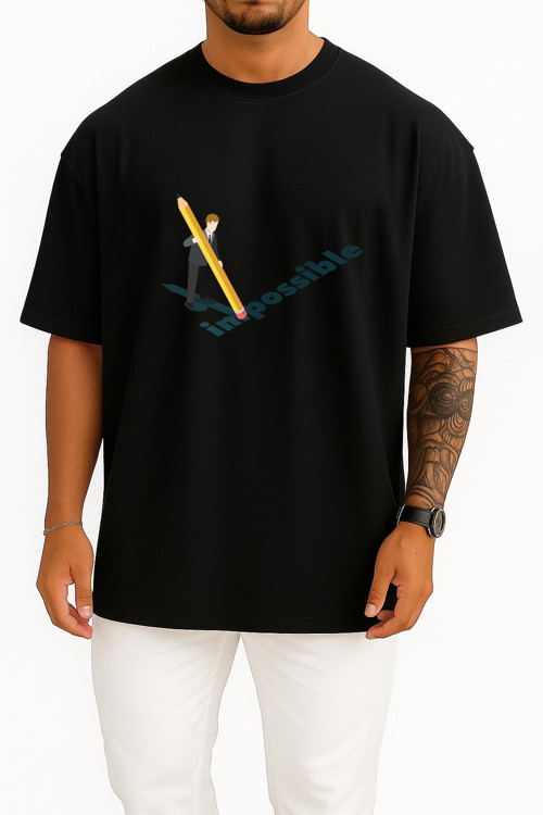 Oversize İmpossible - İmkansız Göğüs Tasarımlı Unisex T-Shirt
