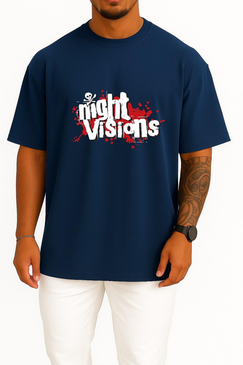 Oversize Night Visions Film Festival Göğüs ve Sırt Tasarımlı Unisex T-Shirt
