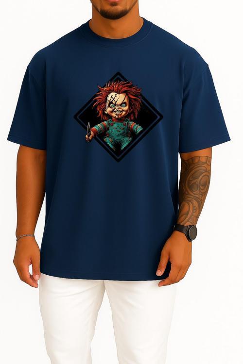 Oversize Chucky Charles Lee Ray Göğüs Tasarımlı Unisex T-Shirt