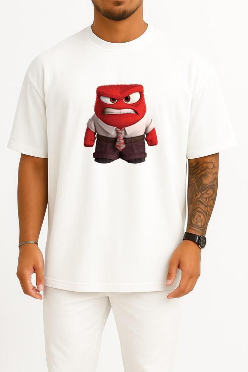 Oversize Riley Anger Emotion Pixar Fear Göğüs Tasarımlı Unisex T-Shirt