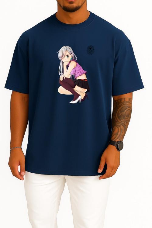 Oversize Meliodas Yedi Ölümcül Günah Göğüs Tasarımlı Unisex T-Shirt
