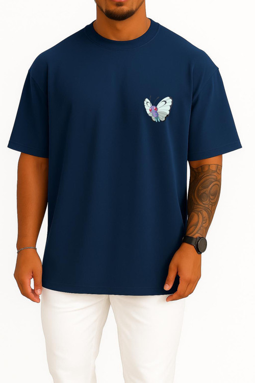 Oversize Butterfly Cep Baskılı Unisex T-Shirt