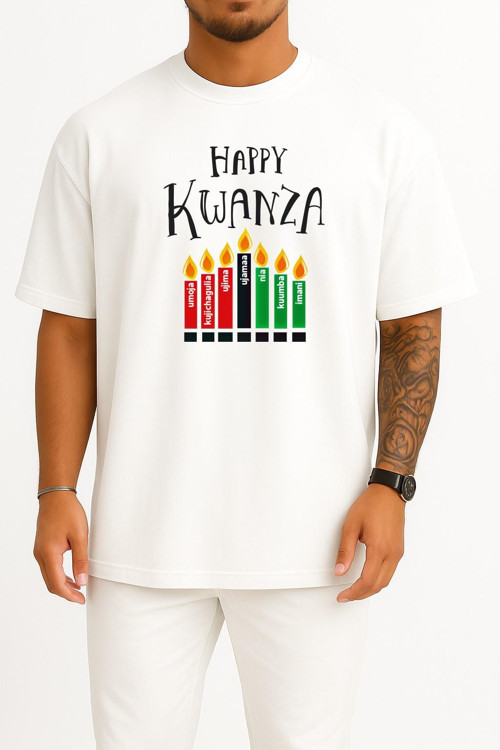 Oversize Kwanzaa African Göğüs Tasarımlı Unisex T-Shirt