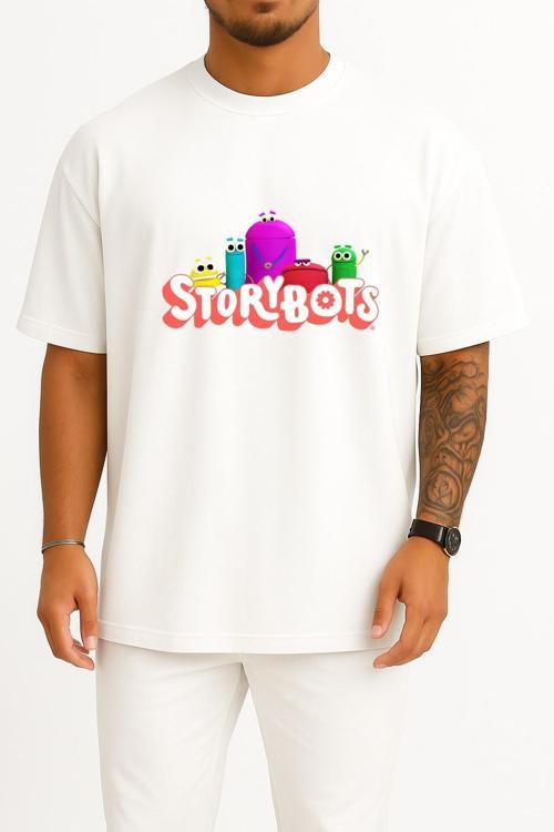 Oversize Storybots Göğüs Tasarımlı Unisex T-Shirt