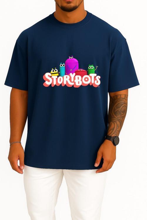 Oversize Storybots Göğüs Tasarımlı Unisex T-Shirt