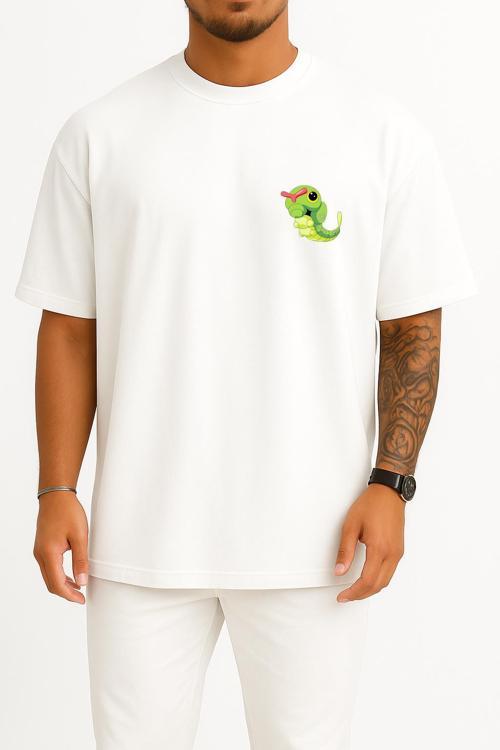 Oversize Caterpie Cep Baskılı Unisex T-Shirt