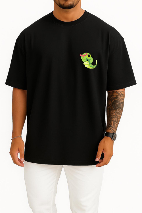 Oversize Caterpie Cep Baskılı Unisex T-Shirt